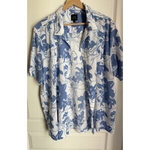 Armani Exchange Men's Floral Short Sleeve Shirt Button Up Size XL Light Blue GUC